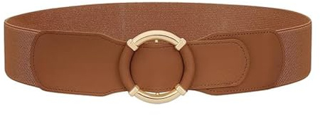 KMGDM Serre-taille en PU élégant large chaîne pour robe élastique en polyuréthane ceinture tendance sous la poitrine ceinture large