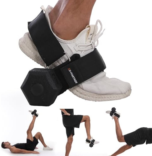 Dumbbell Foot Attachment for Leg Workout, Extension Monkey Foot Dumbbell Attachment Straps for Gym Trainer and Beginners Dumbbell Foot Strap for Fitness Training(1pc-black)
