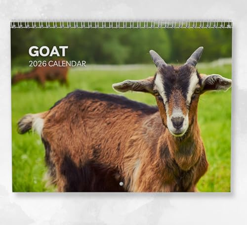 Goat Calendar 2026: Monthly Wall Calendar with Notes, Hanging A4 Size, Includes key dates & holidays
