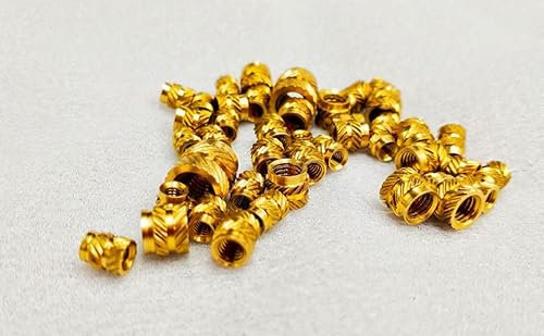 JIEYUZYUO 100 Stück Heißpress-Einsatzmuttern Mit Innengewinde, Messing-Rändeleinsätze, Muttern Zum Einpressen In Löcher Für 3D-Drucker (M3)/Den/M3*4.6 * 3.8