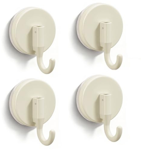 Drenky Gancio Ventosa, 4 Pezzi Ventose Con Gancio Super Resistenti Appendi Accappatoio Bagno Riutilizzabile Ganci Asciugamani Per Porte Doccia In Vetro, Piastrelle, Bianco