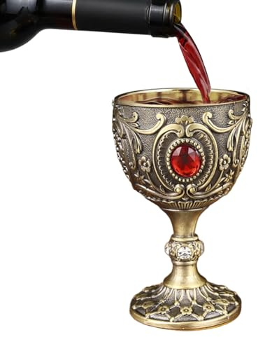 Huvqianu Red Wine Glasses - With Metal Flutes - Whisky Liquor Cup 30ml - For Cocktail Bourbon Tequila Vodka Brandy Bar Parties Dinners Wedding