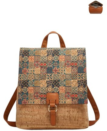 Kork-Rucksack für Damen, Bohemian-Stil, Vintage, Umhängetasche, Hobo-Umhängetasche, Geldbörse für Reisen
