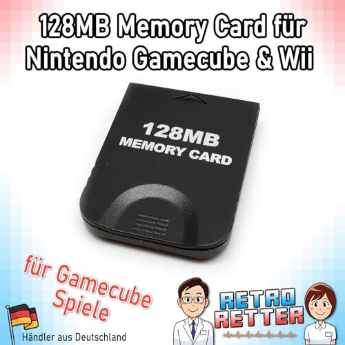 RetroRetter 128 MB Memory Card Schwarz für Nintendo Wii & GameCube 2043 Block NGC Speicherkarte