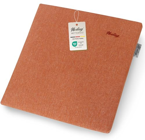 Herlag Sunny Hockerauflage 48x48x4 cm – wetterfest & UV-beständig – wasserfest – waschbarer Bezug mit Reißverschluss – Gartenhocker Kissen – Öko-Tex 100 – Orange
