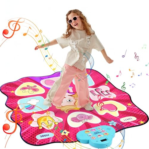 GuKKK Tanzmatte Spielzeug Mädchen Geschenk Kabelloses Bluetooth Elektronisches Tanzspiel mit 4 Spielmodi Integrierte Musik Geburtstagsgeschenke für 3 4 5 6 7 8 9 10+ (Rosa)