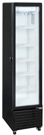 Ristoattrezzature Frigo vetrina bibite verticale refrigerata 1 anta in vetro nera 0 +10 °C 229 lt 42x52,5x192h cm