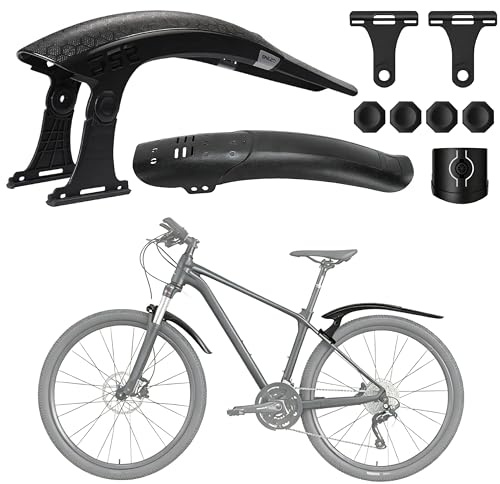 Ensemble de garde-boue universel pour VTT - Montage sans perçage - Angle réglable - Protection anti-éclaboussures pour VTT de 24 à 29 pouces - Matériau PP robuste avec aspect fibre de carbone - Kit