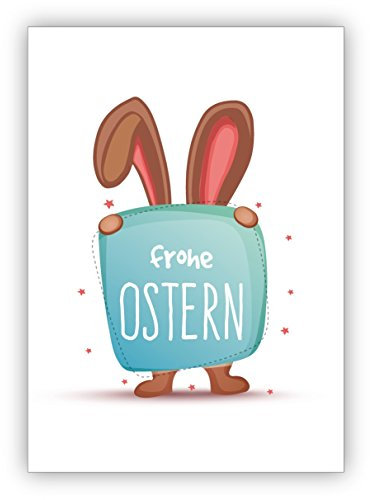 Kartenkaufrausch 1 Niedliche Osterkarte mit Osterhäschen, das wünscht: frohe Ostern • fröhliches Premium Grußkarte mit Ostermotive mit Umschlägen für Freunde, Familie und Kollegen