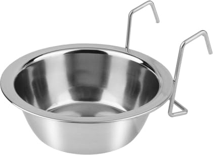 Hypeety Stainless Steel Food Water Bowl with Bolt Hook for Bird Cage, M | Easy to install, removable for cleaning, holds 10.15 oz of food, 5.12x5.12x1.57'', for bird cages/coops/dogs/cats/rabbits