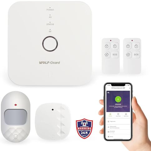 Wolf-Guard 4G WiFi Smart Alarm System,App Remote Control Alarm Box with Door Window Sensor, Motion Detector, Siren