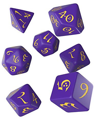 Q WORKSHOP SCLE93 Classic Purple & Yellow RPG Ornamented Dice Set 7 polyhedral Pieces