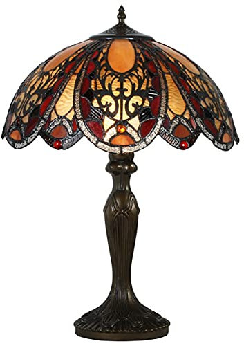 Casa Padrino Tiffany Tischleuchte Bronze/Mehrfarbig Ø 40,5 x H. 59 cm - Luxus Leuchte