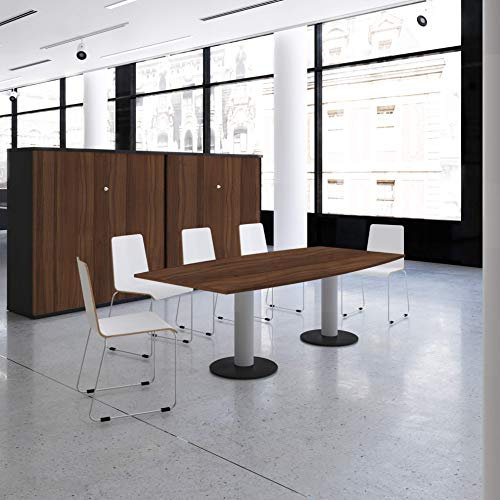 Weber Büro Optima Konferenztisch Bootsform 200x100 cm Besprechungstisch Nussbaum Tisch Esstisch Küchentisch