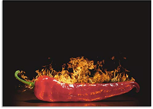 ARTland Spritzschutz Küchenrückwand aus Alu für Küche Herd Spüle 70x50 cm (BxH) mit Motiv Essen Lebensmittel Gewürze Chili Flammen Modern Dunkel Rot S7PR