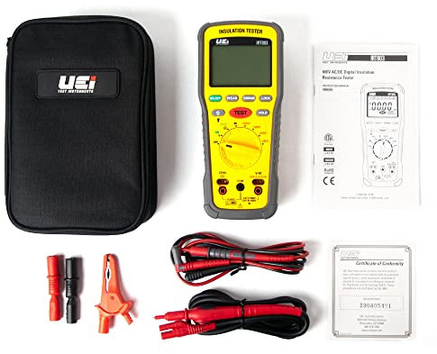 UEi IRT803 Isolationswiderstandsprüfer, 600 V AC/DC, Megohmmeter misst Isolationswiderstand bis zu 20 GΩ, Spannungsprüfung bis zu 600 V