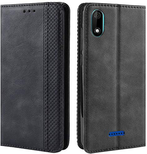 HualuBro Cover per Wiko Y60, Flip Case in PU Pelle Premium Portafoglio Cover [Funzione Stand] [Slot Carte] Leather Wallet Phone Custodia per Wiko Y60 2019 (Nero)