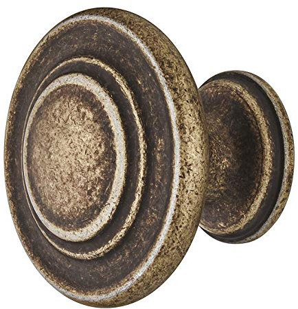 Gedotec Möbel-Griff Antik Messing matt - Metall Möbelknopf Vintage - HELLAS | Schrankknopf Küche für Schubladen & Schrank-Türen | Rund-Knopf Ø 34 mm | 1 Stück - Design Möbel-Knauf rund mit Schrauben