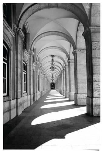 REINDERS Poster, Säulenportal, Schlafzimmer, Poster, Wanddeko, Room Decor, 150 gr. glänzend Bilderdruckpapier, Schwarz-Weiß, 91,5x61cm