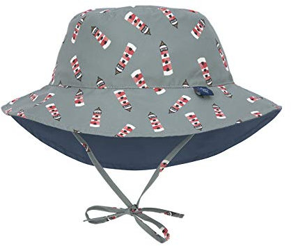 LÄSSIG Baby Kinder Sonnenhut Strandhut Sommerhut Sonnenschutz Kinderhut Babymütze Wendbar Atmungsaktiv UV-Schutz 50+/Splash & Fun Sun Protection Bucket Hat Lighthouse, 03-06 Monate