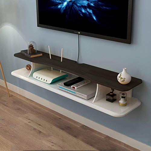 FHKBB An der Wand montierte Media TV-Konsole Schwimmendes Audio-/Video-TV-Rack Kabelbox Router Komponentenregal Fernbedienung DVD-Player Wandregal (Größe: 90 cm)