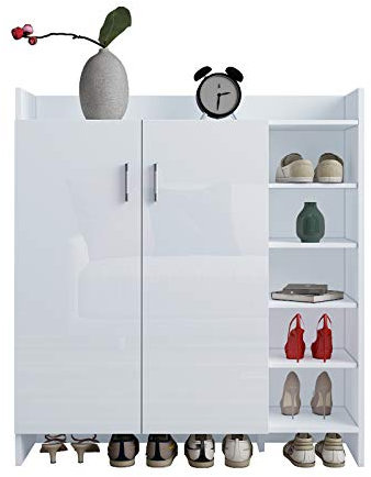 Senvoziii Schuhschrank Schuhkipper mit Hochglanz 2 Türen Schrank Schuhregal Sideboard 21 Paar Schuhe 83 x 29 x 96 cm