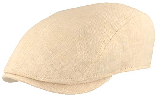 Breiter Herren Schiebermütze Flatcap Schirmmütze Leinen Innenfutter (as3, Numeric, Numeric_58, Natur)