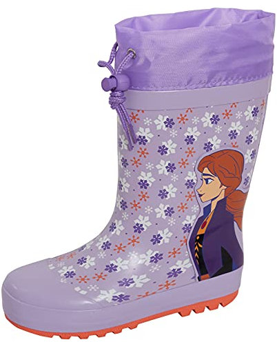 Disney Frozen 2 Tie Top Wellington Stivali Ragazze Wellingtons Elsa Anna Gomma Stivali di Gomma Pioggia Neve Welly Scarpe, Lilla, 25 EU