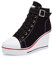 Cuñas De Lona High-Top para Mujer 35-43 EU, Zapatos Casuales Encaje Talla Grande, Zapatillas de Cuña Verano Tacón Alto, Primavera,02negro,37