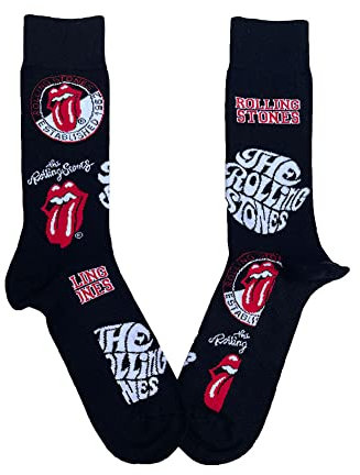 Rolling Stones Socken Band Logos Nue offiziell Herren Schwarz (UK SIZE 7.5 -
