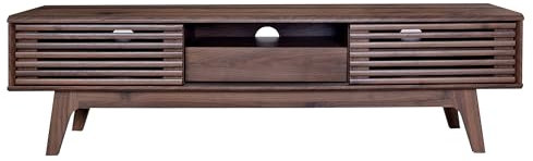 Copen Walnut 120cm TV Unit Cabinet, TV Stand with 2 Storage Shelves and Sliding Doors for Living Room