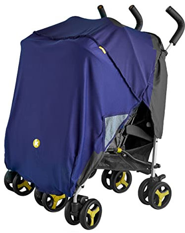 Koo-di Real Sunshady,Parasol universal doble para cochecito,Parasol compacto y portátil para cochecito, cochecito y cochecito,Bloquea el 93% de los rayos UVA y UVB