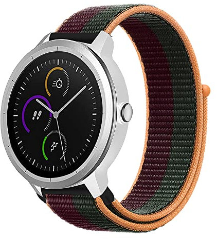 Niboow 20mm Strap for Garmin Vivoactive 6/Vivoactive 5/Vivoactive 3 music/Forerunner 165 Music, Nylon Soft Watch Band for Garmin Venu Sq 2/Venu 2 Plus/Sq 2 Music/Venu Sq/Venu Sq Music - Green/Purple