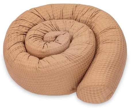 Totsy Baby Seitenschläferkissen Bettschlange Body Pillow 300 cm Baumwolle Waffel- Kopfkissen lang Bettrolle Schlafkissen Nackenrolle Kissen Beige mit Weiß Sternen