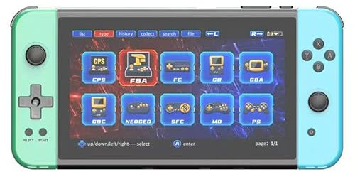 Cawevon Powkiddy X70 HD - Consola de juegos de mano retro de 7 pulgadas, joystick FC, simulador de arcade, batalla de dos jugadores (32G, verde)