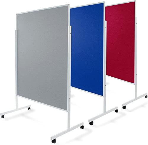 Floordirekt Filz Moderationstafel Metaplanwand mit feststellbaren Rollen | Filztafel Pinnwand | Moderationswand Doppelseitig nutzbar | Stabiler Metallrahmen (150 x 120 cm, Orange)