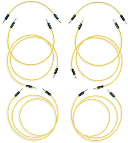 myVolts Halo 8-Pack, Hochwertiges Patchkabel für Modularsynthesizer (8er Pack, 3,5 mm Mono Klinke, gerade, goldbeschichtet, 2x15 cm, 2x30 cm, 2x50 cm and 2x80 cm, mit zweifarbiger LED Anzeige), Gelb