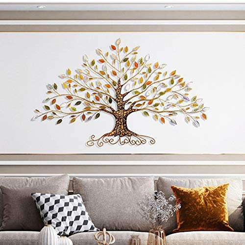 Grande Decorazione da Parete in Metallo per Soggiorno, Decorazione da Parete con Albero della Vita, Scultura da Parete in Ferro battuto 3D, Regali per Le Donne