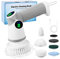 Electric spin scrubber,6 in 1 cleaning brush for floor windows bathroom cleaning,power scrubber with 6 Replaceable Brush Heads Removes Mould,Bugs,Tar & Grime - Ideal for Cars,Bikes,and Grill (GREY)