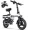 ENGWE T14 Folding Electric Bike 14'' Tires Portable E-bike, 48V 10Ah Removable Battery, 25 km/h Speed for Range of 70 km, City EBike for Adults Teens (White)