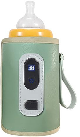 TOPINCN Scaldabiberon per Neonati 5 velocità Scaldabiberon Portatile Scaldabiberon per Neonati con Display a LED Scaldabiberon USB per Viaggi in Auto (Verde)