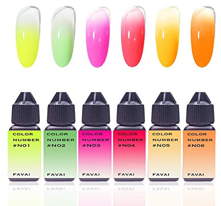 FAVAI 6 Colors Airbrush Gel Nail Polish Set - Neon Collection (#N) 6 * 15ml