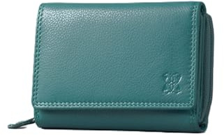 Lakeland Leather Small Leather Purse with RFID Protection – Compact Flap-Over Wallet with Card Slots, Coin Compartment & Note Pocket – Premium Textured Leather (Teal)