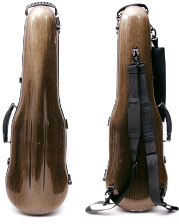 WUQIMUSC Geigenkoffer 4/4 Hartschale Kohlefaser Leicht Dreieck Koffer mit Rückengurten Externe Zubehör-Aufbewahrungstasche (braun)