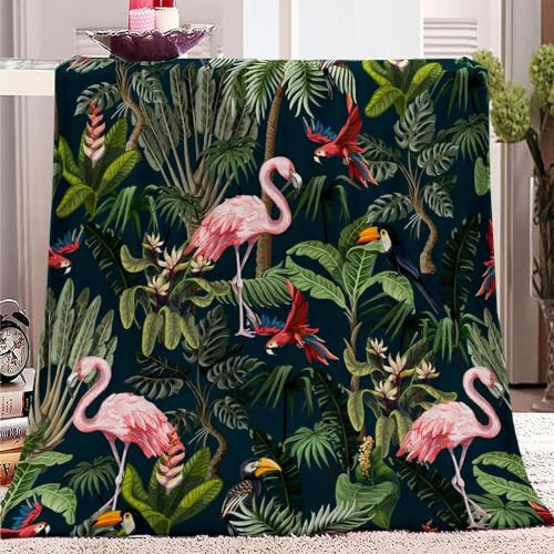 Kuscheldecke Tierisches Flamingo-Muster Fleece Decke Hochwertige Wohndecke Unisex Flanell Decke Für Bett Geschenke Bank 125x150cm