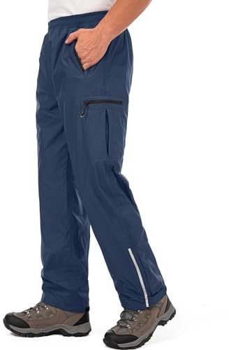 Jogwits wasserdichte Regenhose für Herren Atmungsaktiv Regenhose Herren Fahrrad Winddicht Outdoorhose Elastischer Bund Hose Leichte Regenhose zum Wandern Camping-Blau