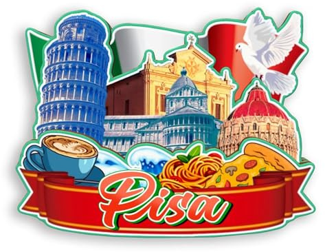 Quwsne Kühlschrankmagnet Pisa Italien Kühlschrankmagnet Stadt Reise Souvenirs Touristengeschenke 3D klassische Sehenswürdigkeiten handgefertigt Handwerk Heimdekoration -1294