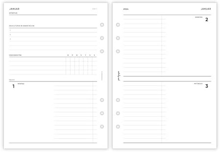 pen & pages® Kalender „1 Woche auf 4 Seiten“ DIN A5-2024 - FSC-zertifiziert, Kompatibel mit Standard Ringplanern, 148x210mm