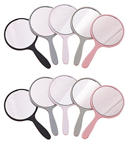 TOBEOME 10 StüCk Handspiegel Kleiner Kleiner Tragbarer Runder -Schminkspiegel für Reisen Camping TäGlicher Gebrauch