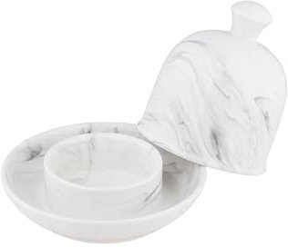NOBLECRAFT Beurrier en Céramique - Boite a Beurre pour Frigo avec Poignée du Couvercle - Grande Beurrier en Marbre Lavable au Lave-Vaisselle Pour la Cuisine et le Stockage